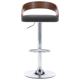 Scaune de bar, 2 buc, gri închis, material textil &amp; lemn curbat - Img 3