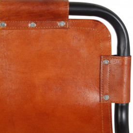 Scaune de bar din piele naturală 46 x 45 x 94 cm, 2 buc. - Img 4