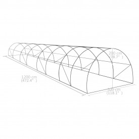 Seră cu fundație din oțel, 36 m², 1200 x 300 x 200 cm - Img 12