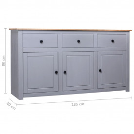 Servantă, gri, 135 x 40 x 80 cm, lemn masiv pin, gama Panama - Img 11