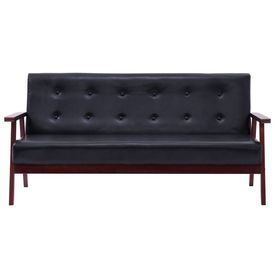 Set canapea, 3 piese., negru, piele artificială - Img 2
