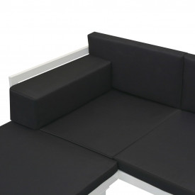 Set canapea grădină, 13 piese, textilenă, aluminiu, negru/alb - Img 9