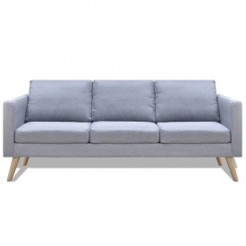 Set canapele cu 2 locuri și 3 locuri, textil, gri deschis - Img 6