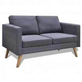 Set canapele cu 2 locuri și 3 locuri, textil, gri închis - Img 3