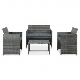 Set canapele de grădină, 8 piese, poliratan gri
