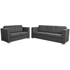 Set canapele material textil, 3 piese, gri închis