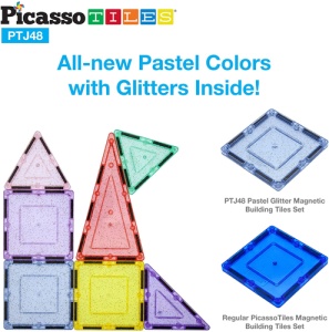 Set creativ de construit magnetic, Picasso Tiles, 48 piese - Img 3