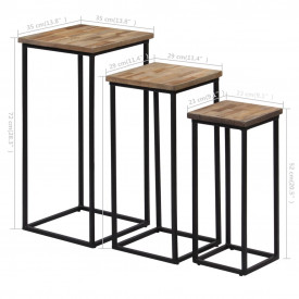 Set de mese pentru plante, 3 piese, lemn de tec reciclat - Img 10