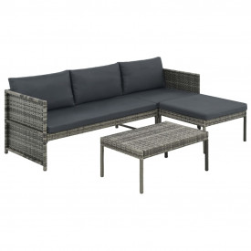 Set de mobilier de exterior, 9 piese, poliratan, gri