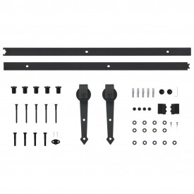 Set feronerie pentru uși glisante, negru, 200 cm, oțel - Img 5