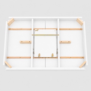 Set masa living extensibila Miami, MDF, lemn masiv, 120 150 x 80 x 73.8 cm si 6 scaune, lemn masiv Hudson, tapiterie stofa,100 kg, 94x50x42 cm, alb gri - Img 3
