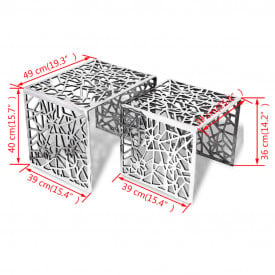Set măsuțe de cafea rotunde din aluminiu argintiu - Img 4