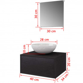 Set mobilier baie format din 3 piese cu chiuvetă inclusă, Negru - Img 8