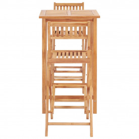 Set mobilier bar, 3 piese, lemn masiv de tec - Img 3