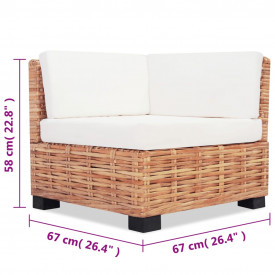 Set mobilier cu canapea 27 piese, culoare naturală, ratan - Img 10