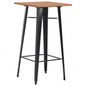 Set mobilier de bar, 3 piese, maro și negru, oțel - Img 2