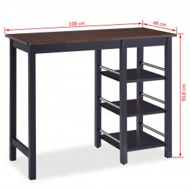 Set mobilier de bar, 3 piese, MDF, negru - Img 8