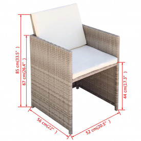 Set mobilier de exterior 11 piese, poliratan, gri/bej - Img 10
