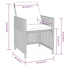 Set mobilier de exterior 11 piese, poliratan și acacia, negru - Img 10