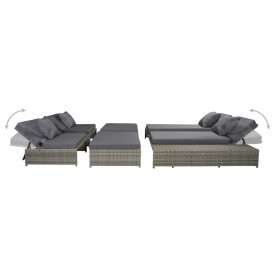 Set mobilier de exterior, 15 piese, poliratan, gri - Img 4