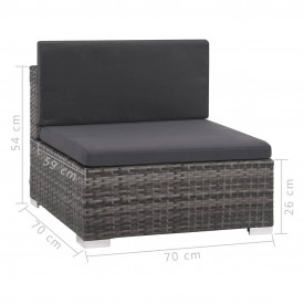 Set mobilier de exterior, 17 piese, poliratan, gri - Img 9