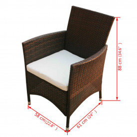 Set mobilier de exterior, 17 piese, poliratan, maro - Img 8