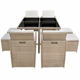 Set mobilier de exterior 21 piese, poliratan, gri/bej - Img 3