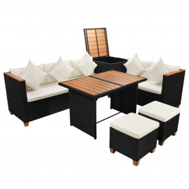 Set mobilier de exterior 22 piese, poliratan, blat WPC, negru - Img 2