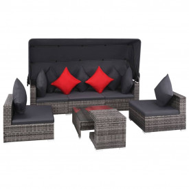 Set mobilier de exterior, 23 piese, poliratan, gri