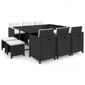 Set mobilier de exterior 27 piese, poliratan, negru
