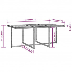 Set mobilier de exterior 27 piese, poliratan și acacia, negru - Img 11