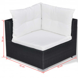 Set mobilier de exterior 28 piese, negru, poliratan - Img 11