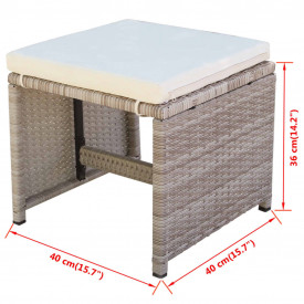 Set mobilier de exterior 33 piese, poliratan, gri/bej - Img 11