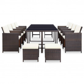 Set mobilier de exterior 33 piese, poliratan, maro - Img 2