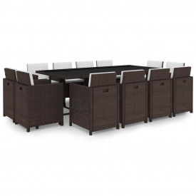 Set mobilier de exterior 37 piese, poliratan, maro
