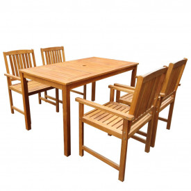Set mobilier de exterior, 5 piese, lemn masiv de acacia, maro