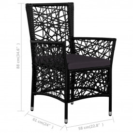 Set mobilier de exterior, 5 piese, poliratan, negru - Img 8
