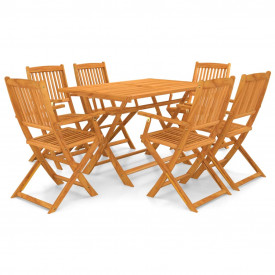 Set mobilier de exterior, 7 piese, lemn masiv de salcâm