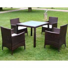Set mobilier de exterior, 9 piese, poliratan, maro