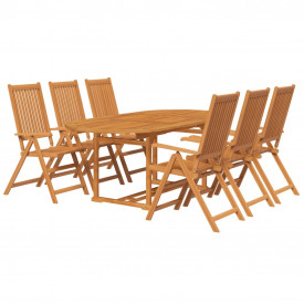 Set mobilier de exterior cu masă extensibilă, 7 piese, lemn - Img 3