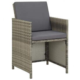 Set mobilier de exterior cu perne, 11 piese, gri, poliratan - Img 12