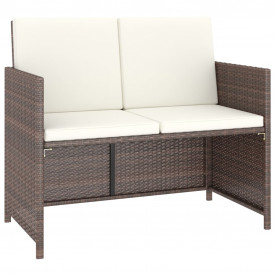 Set mobilier de exterior cu perne, 6 piese, maro, poliratan - Img 7