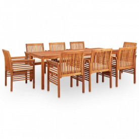 Set mobilier de exterior cu perne 9 piese lemn masiv de acacia