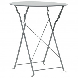Set mobilier de exterior tip bistro, gri, 3 piese, oțel - Img 3