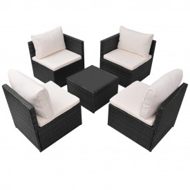 Set mobilier de grădină, 13 piese, poliratan, negru - Img 4