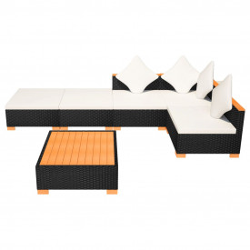 Set mobilier de grădină 15 piese, poliratan, blat WPC, negru - Img 4