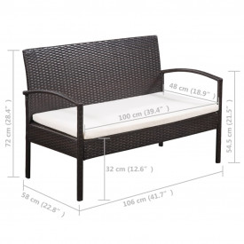 Set mobilier de grădină, 9 piese, poliratan, maro și alb crem - Img 7