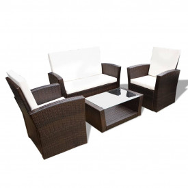 Set mobilier de grădină cu canapea 10 piese, poliratan, maro - Img 3
