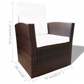 Set mobilier de grădină cu canapea 10 piese, poliratan, maro - Img 8
