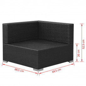 Set mobilier de grădină cu canapea 8 piese, poliratan, negru - Img 8